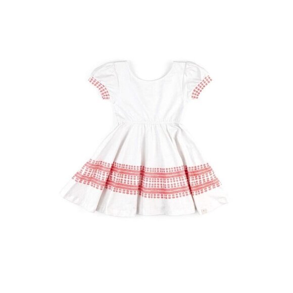 Omi Jo NWT 12 Well Dressed Wolf Red Woodblock Empire Dress - Picture 1 of 3